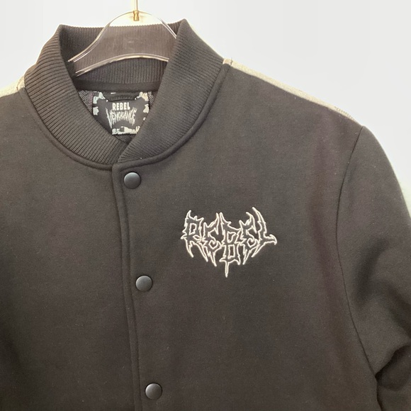 NWT Rebel Vengeance Grim Reaper Tapestry Style Bomber Jacket - Black - S - Picture 3 of 9